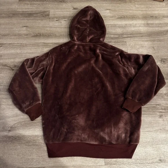 EXPRESS One Eleven dark purple fuzzy 3/4 zip hoodie - Picture 4 of 5